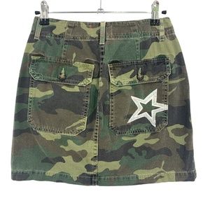 Sundry Washed Green Camo Utility Mini Skirt Sz 25